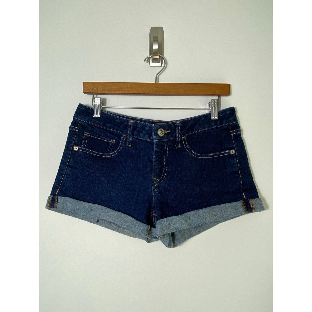 Express Jeans Low Rise Denim Shorts Cuffed Dark Wash Size 6